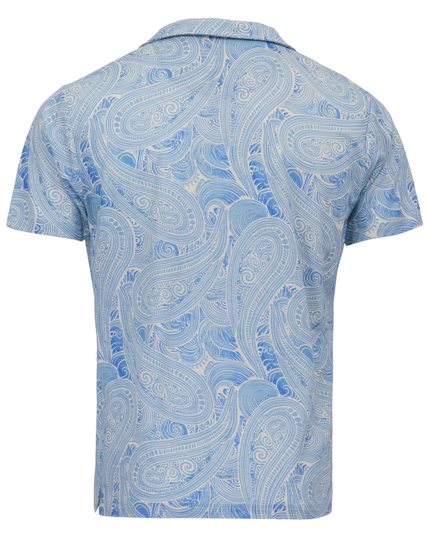 BOBBY MARAKESH PAISLEY TEAL MENS WOOL JOHNNY COLLAR POLO