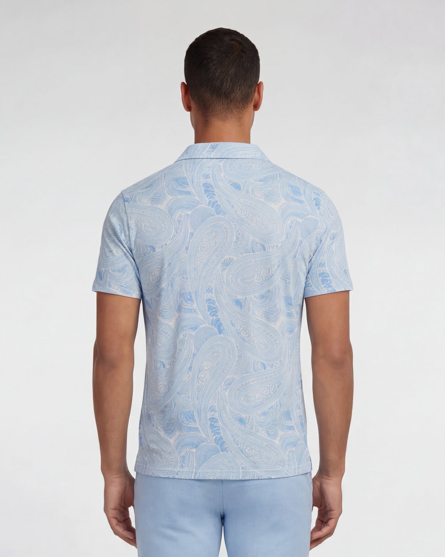 BOBBY MARAKESH PAISLEY TEAL MENS WOOL JOHNNY COLLAR POLO