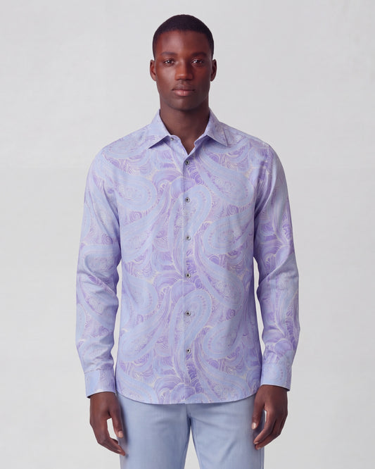 LAURENT MARAKESH PAISLEY HELIO MENS LINEN PRINTED SHIRT