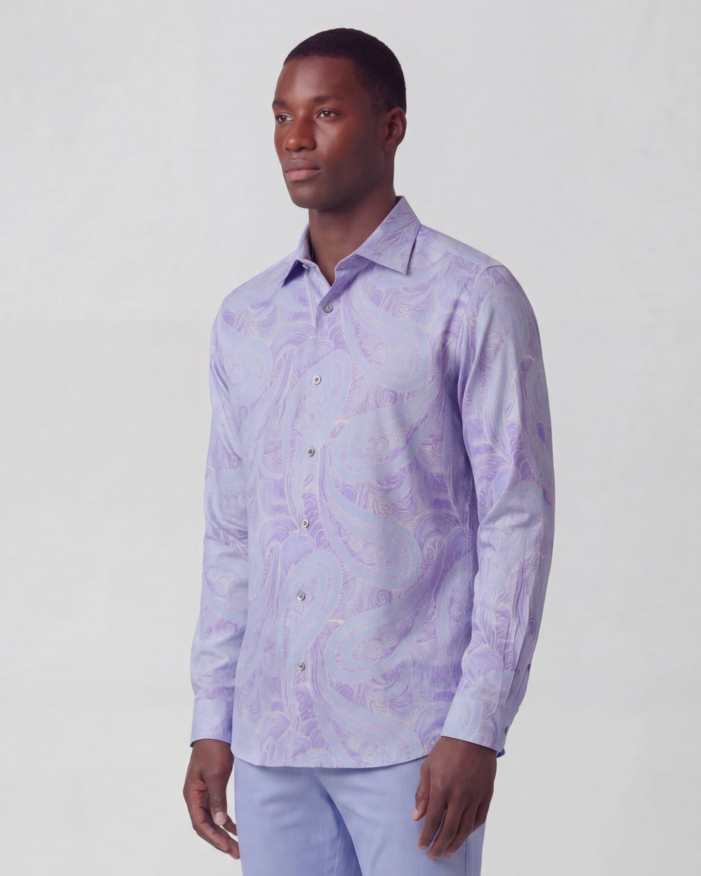 LAURENT MARAKESH PAISLEY HELIO MENS LINEN PRINTED SHIRT