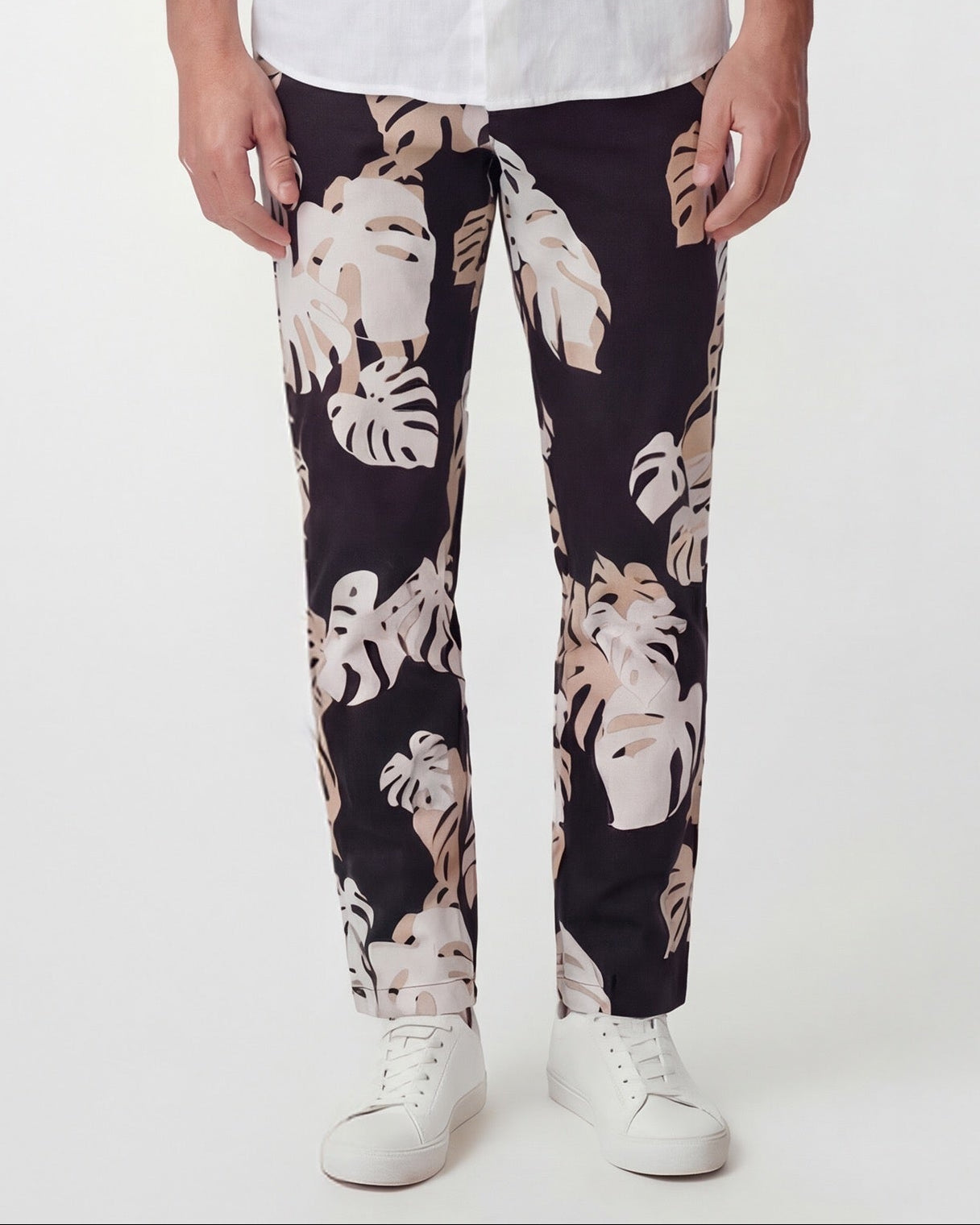 CHARLES MONSTERA FLORAL SMOKE MENS TAILORED PANT