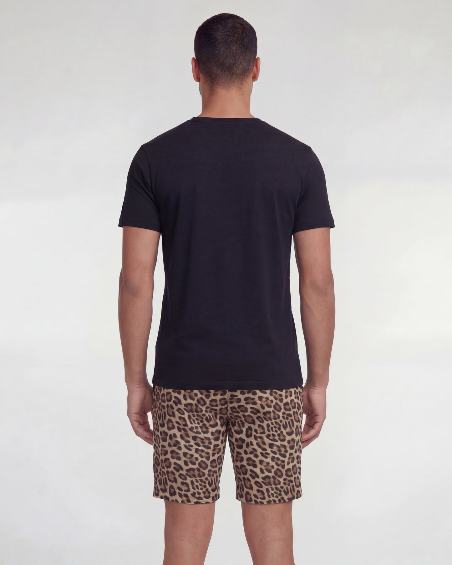 EDWARD LEOPARD BROWN MENS FLAT FRONT SHORT