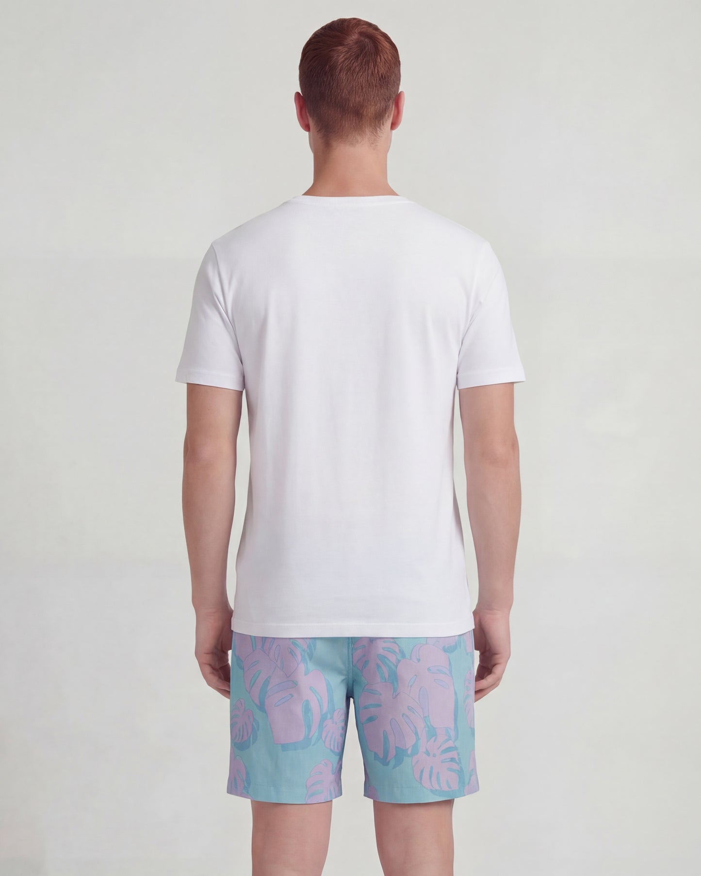 EDWARD MONSTERA FLORAL TEAL MENS FLAT FRONT SHORT