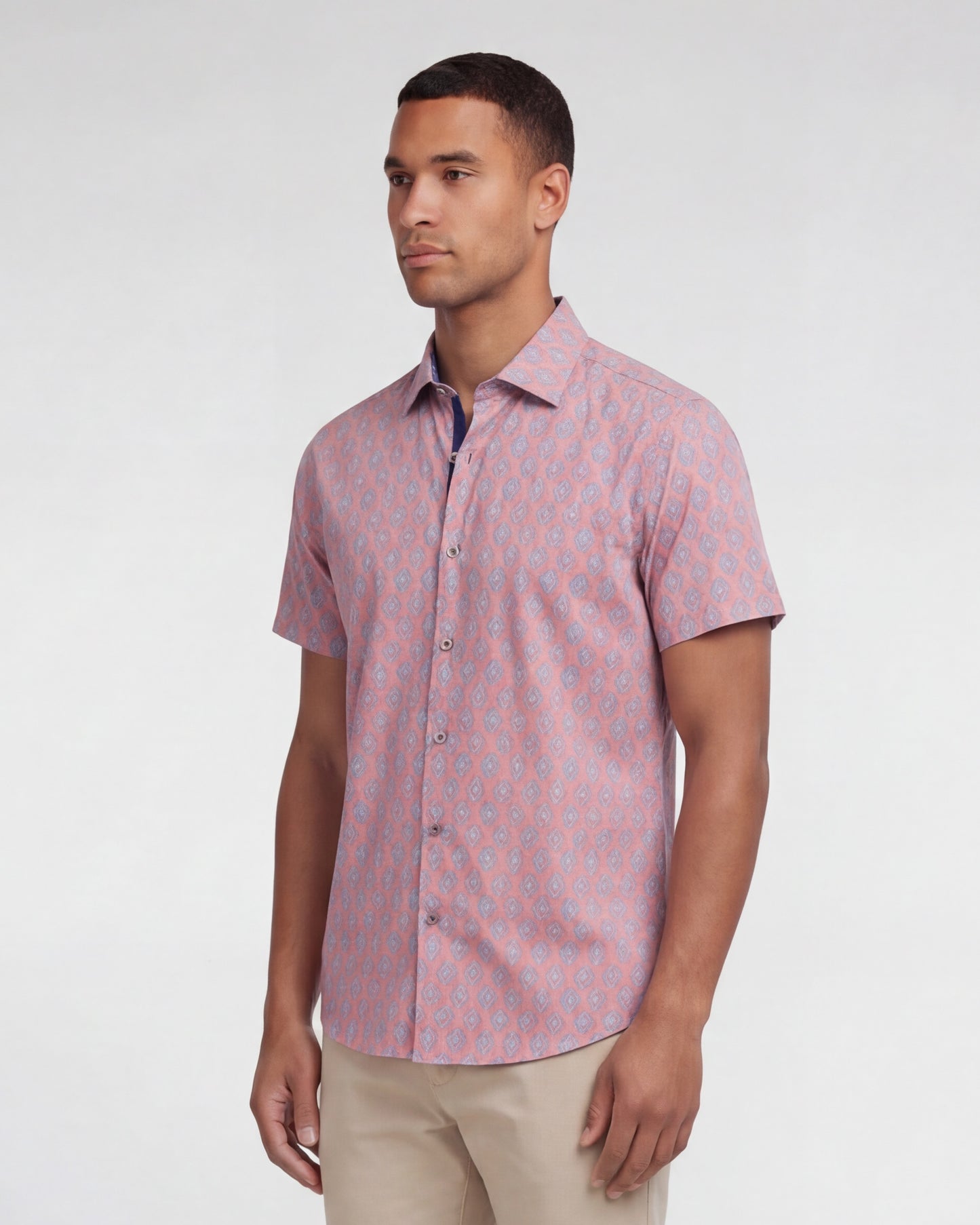 GEORGE MUD GEO CORAL MENS PRINTED BUTTON UP SHIRT