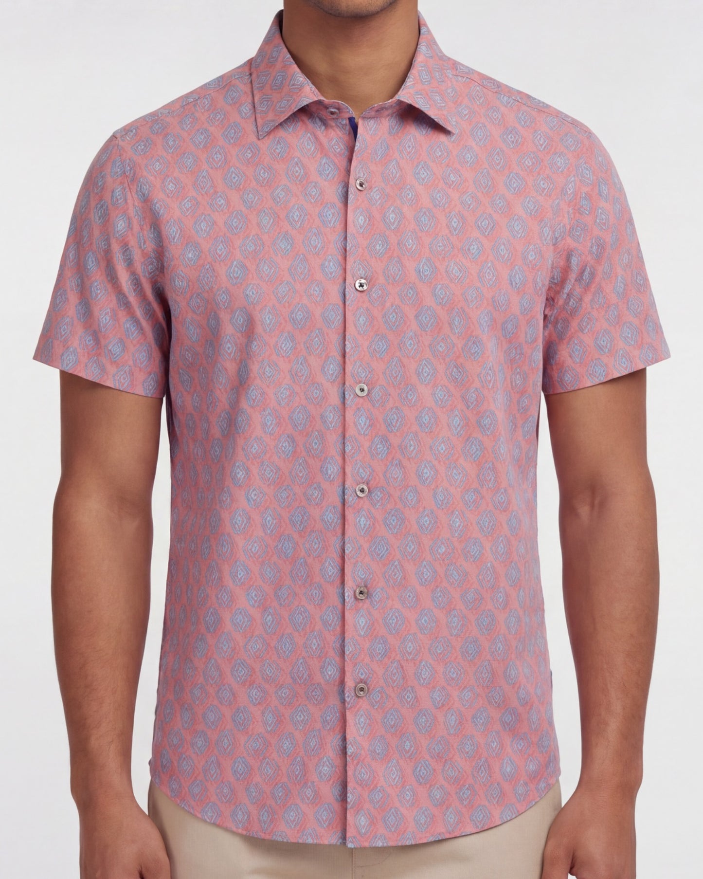 GEORGE MUD GEO CORAL MENS PRINTED BUTTON UP SHIRT