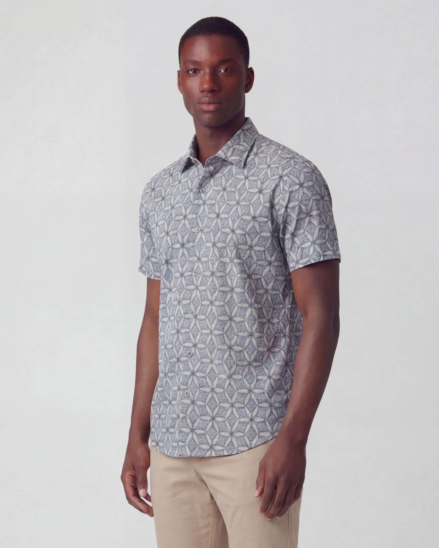 GEORGE TRIBAL NATURAL MENS PRINTED BUTTON UP SHIRT