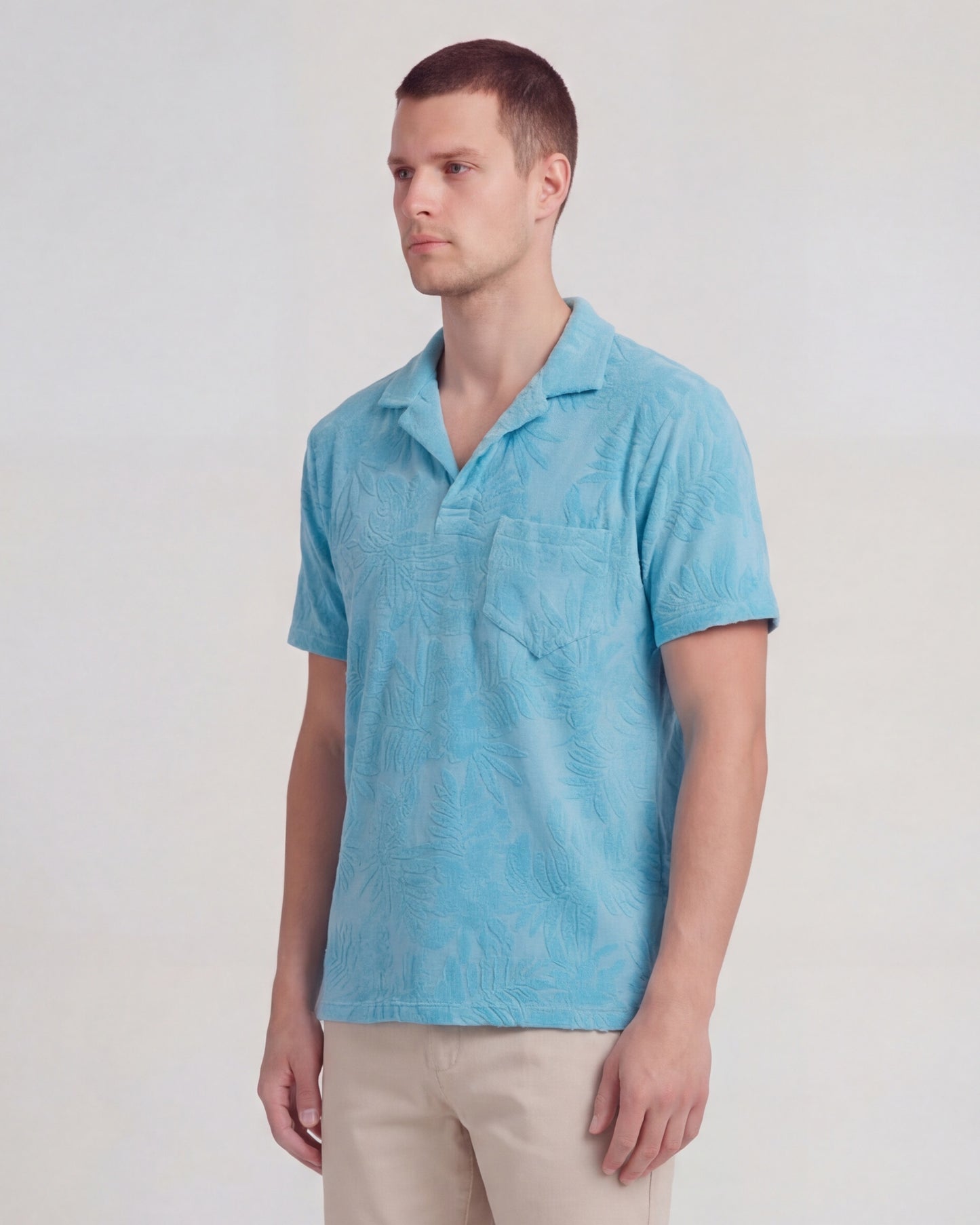JOHNNY FARM FLORAL TOWEL POLO SHIRT - TEAL