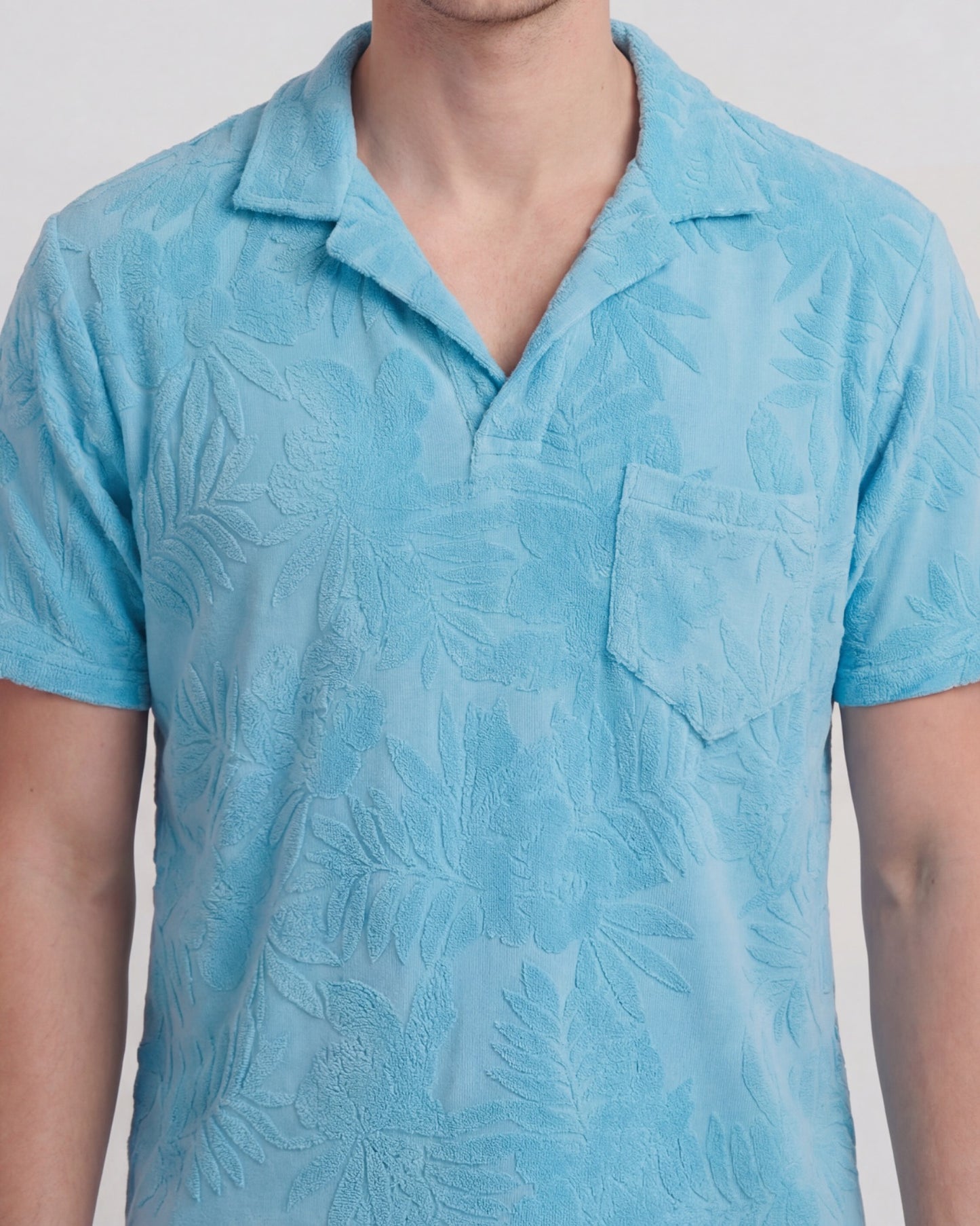 JOHNNY FARM FLORAL TOWEL POLO SHIRT - TEAL