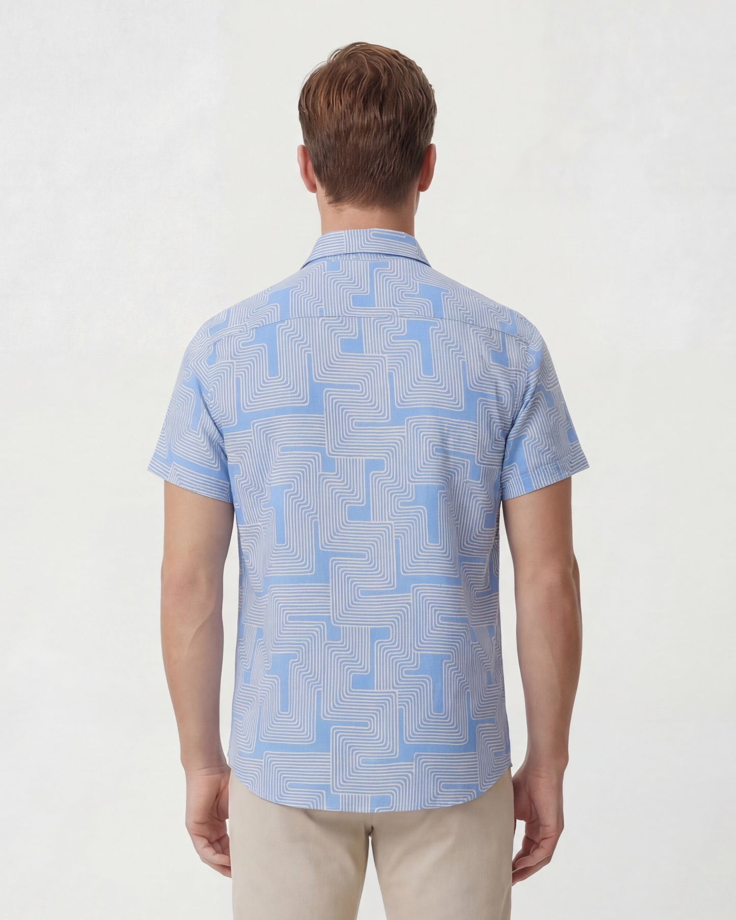 LANDON INTER TWINE BLUE MENS LINEN BUTTON-UP SHIRT