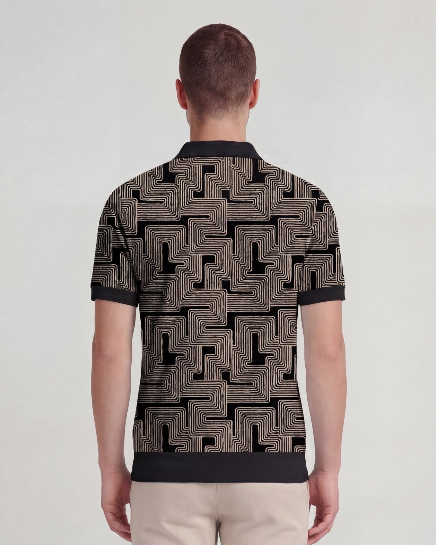 PILGRIM INTER TWINE BLACK MENS MERINO SILK CASHMERE POLO