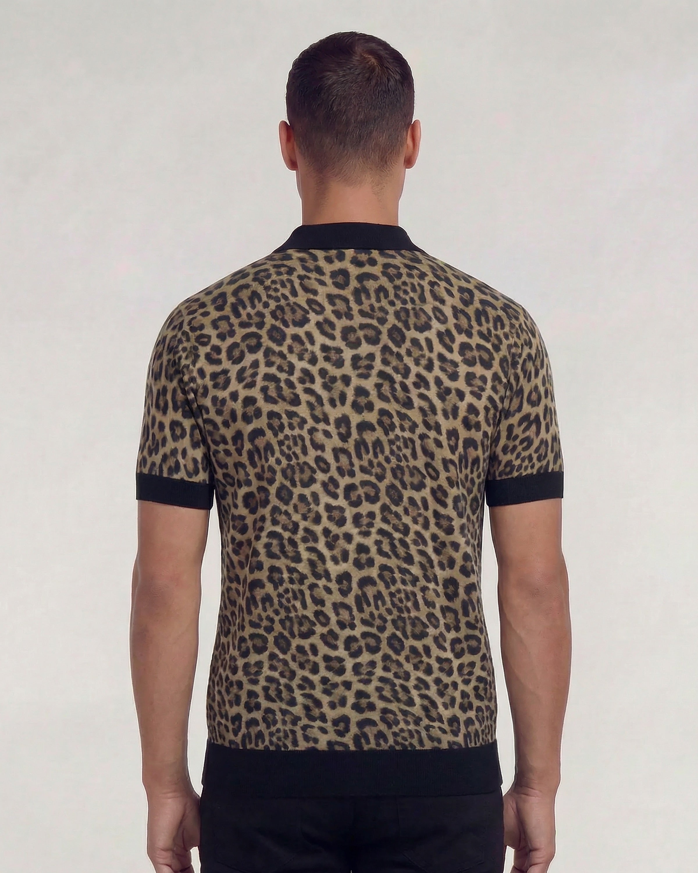 PILGRIM LEOPARD BROWN MENS MERINO SILK CASHMERE POLO – Lords Of