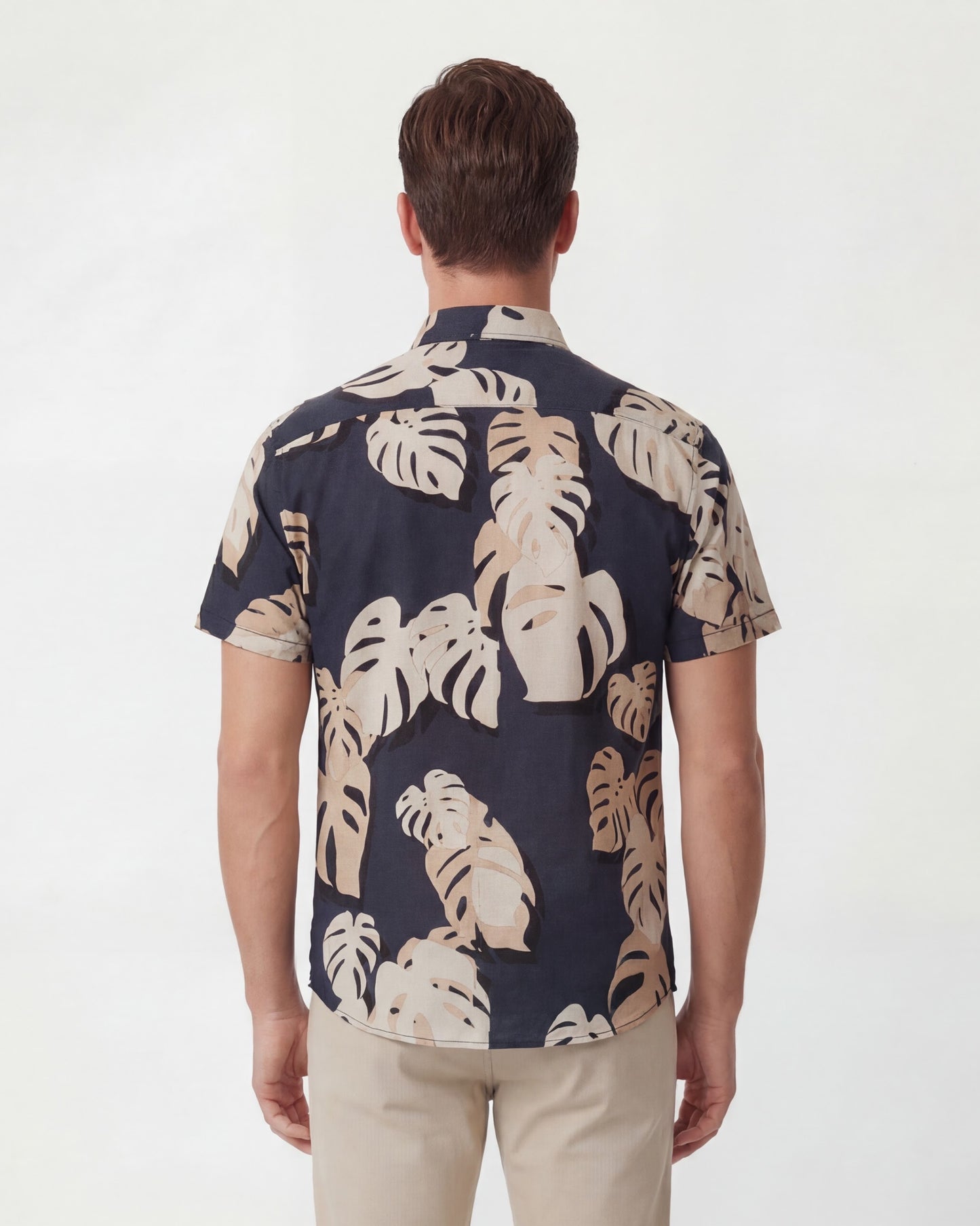 TOBIAS MONSTERA FLORAL SMOKE MENS MERINO WOOL BUTTON-UP SHIRT