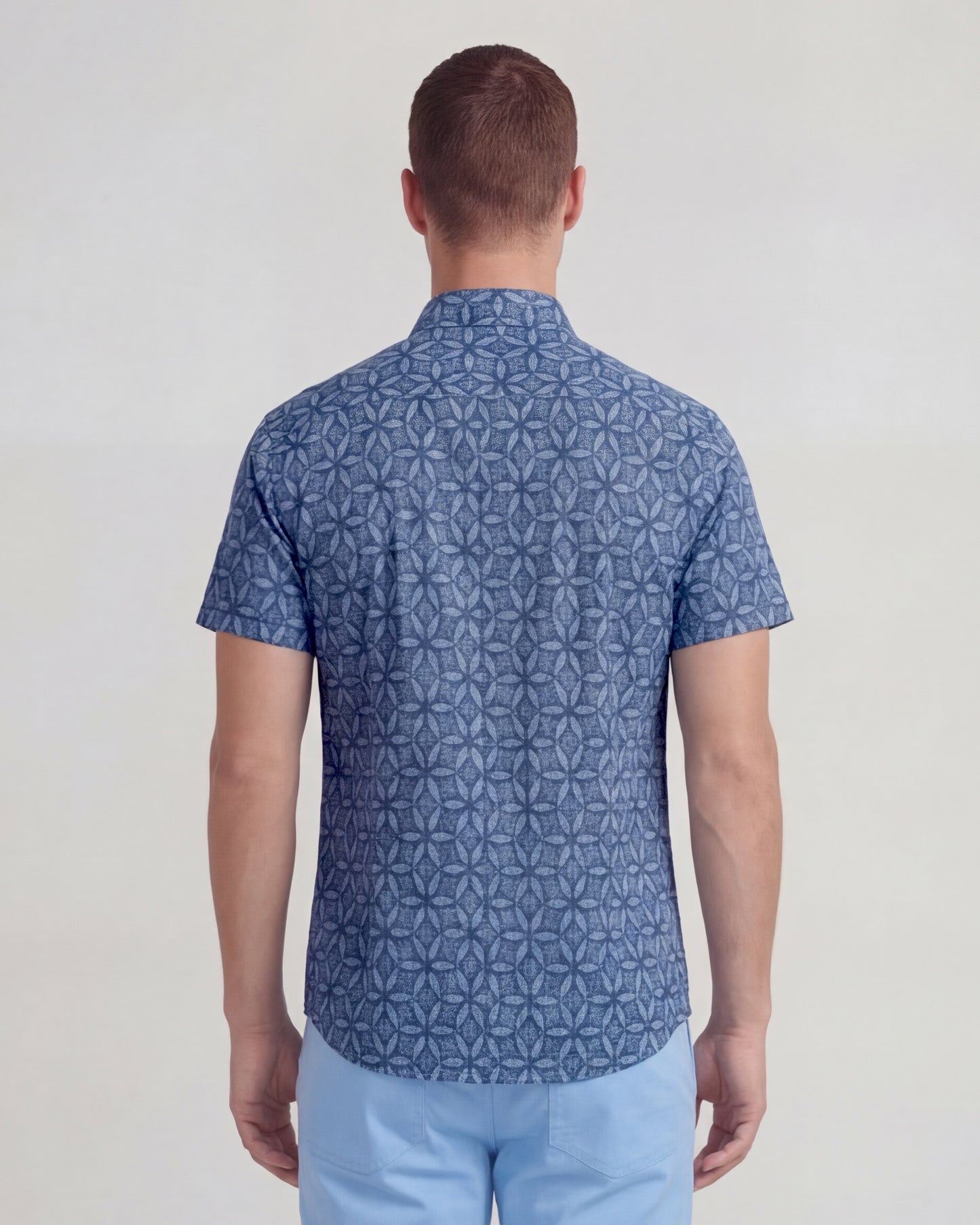 TOBIAS TRIBAL BLUE MENS MERINO WOOL BUTTON-UP SHIRT