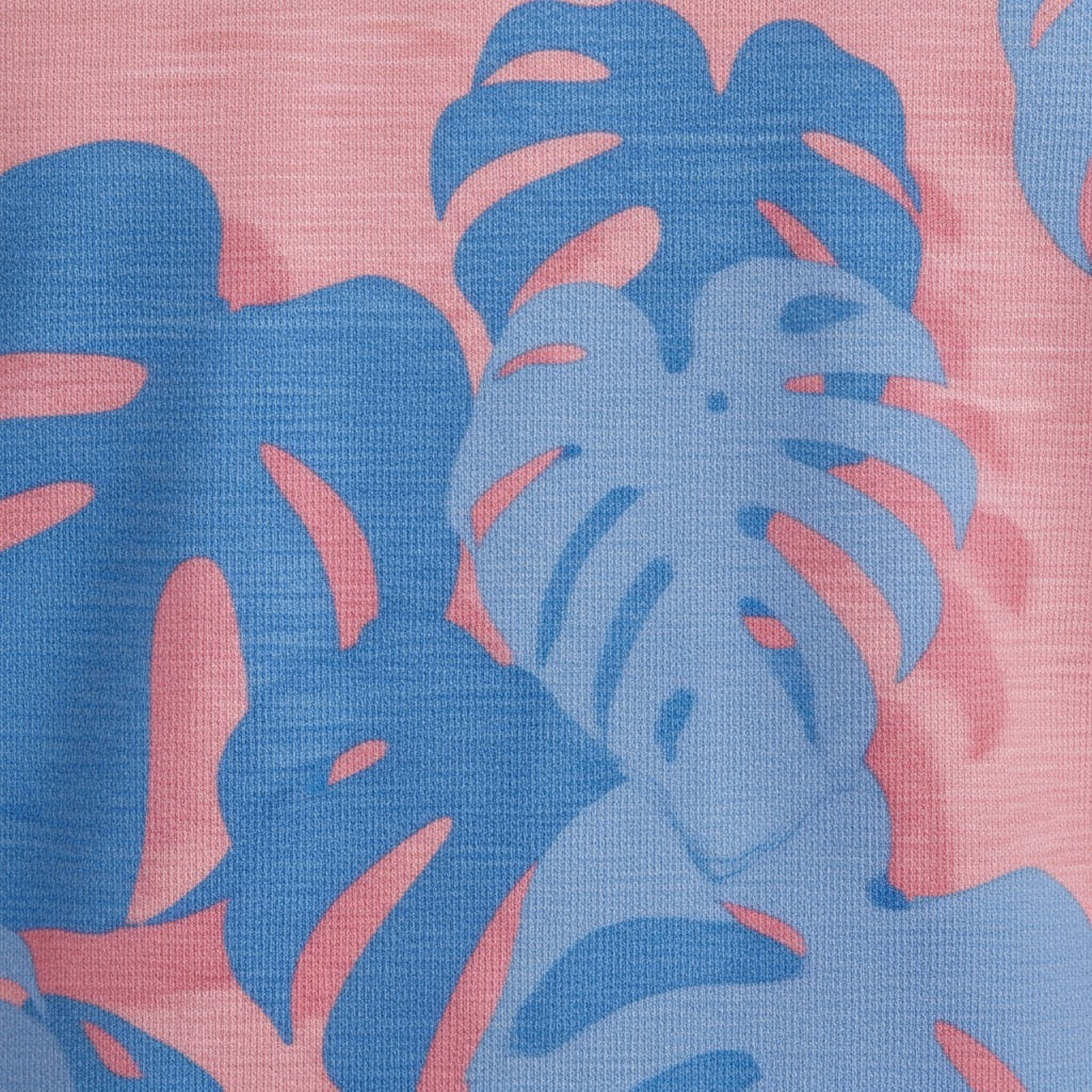 VICTOR MONSTERA FLORAL CORAL MENS WOOL VNECK TEE