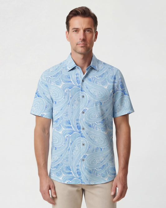 TYLER MARAKESH PAISLEY TEAL MENS SHORT SLEEVE SHIRT