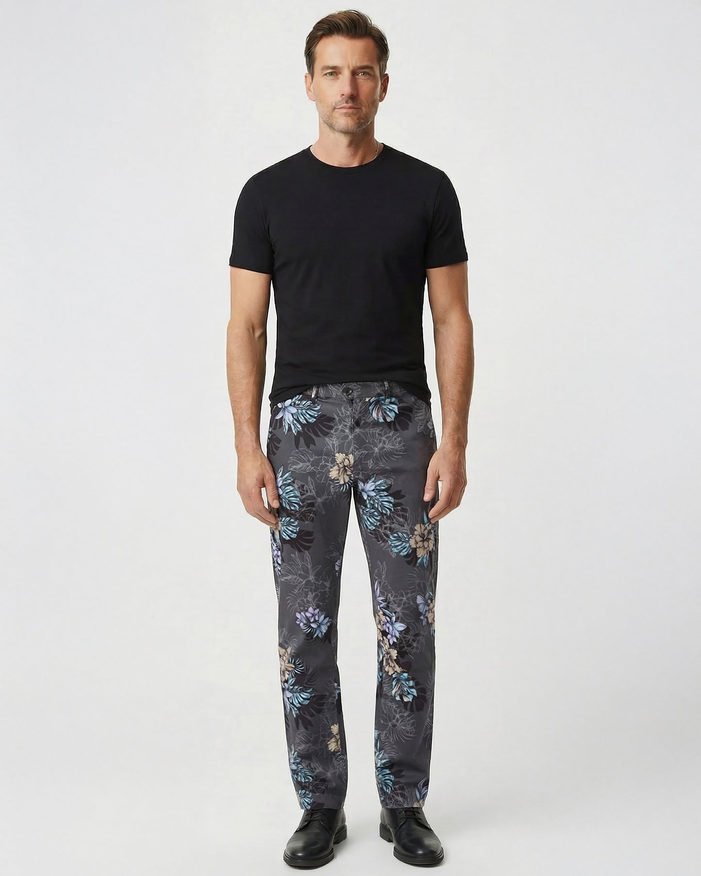JACK EXOTIC FLORAL BLACK MENS FLAT FRONT PANT