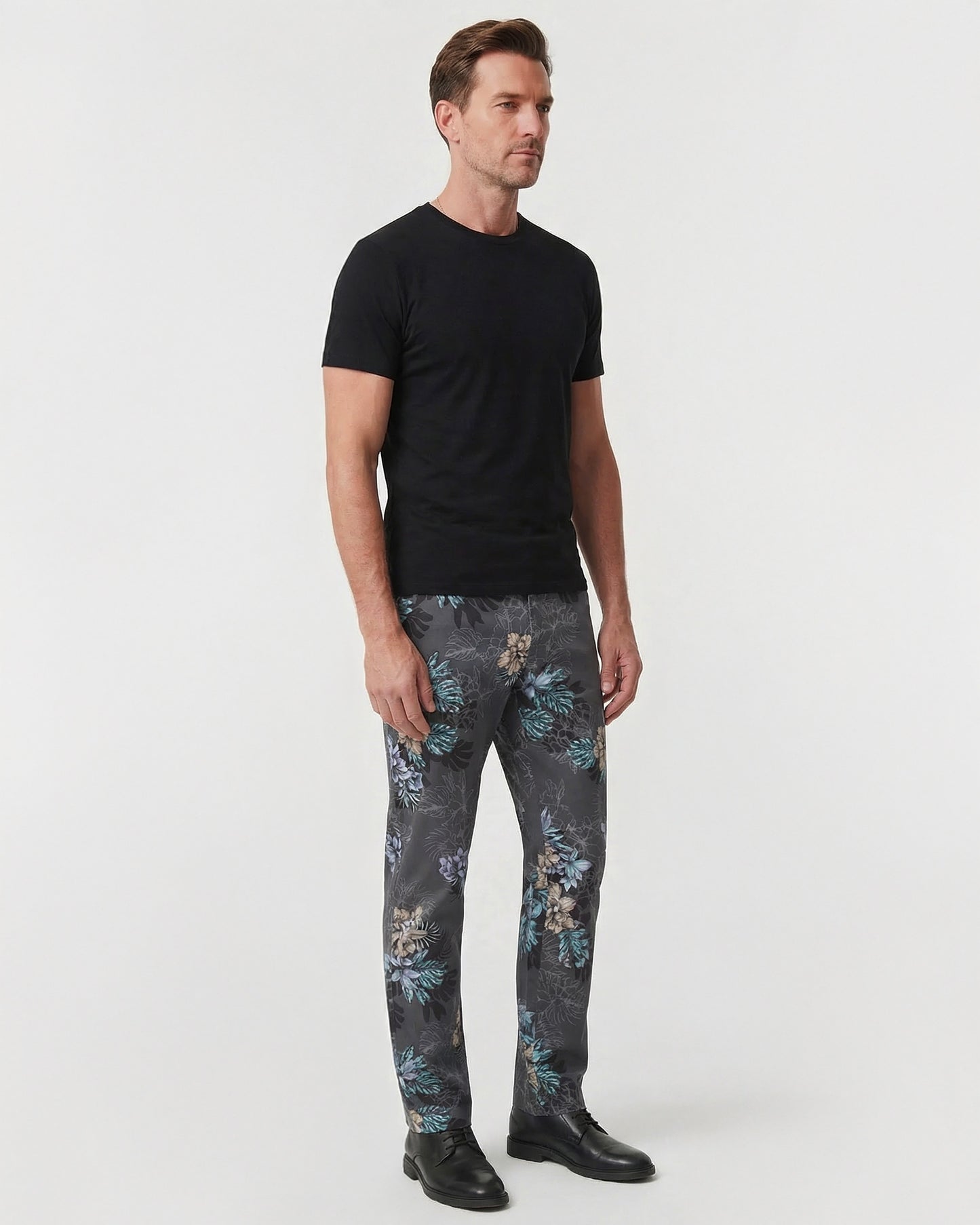 JACK EXOTIC FLORAL BLACK MENS FLAT FRONT PANT