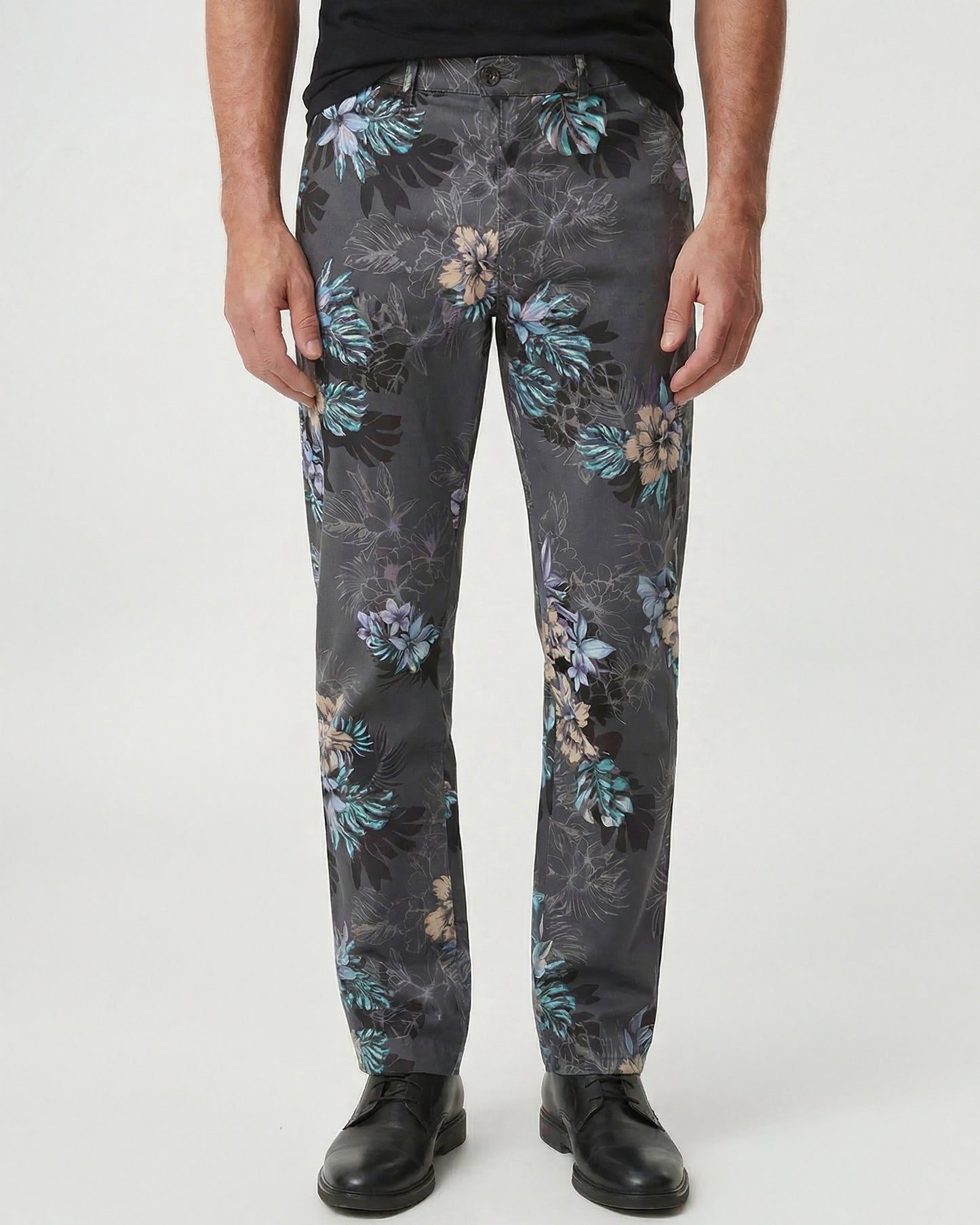 JACK EXOTIC FLORAL BLACK MENS FLAT FRONT PANT