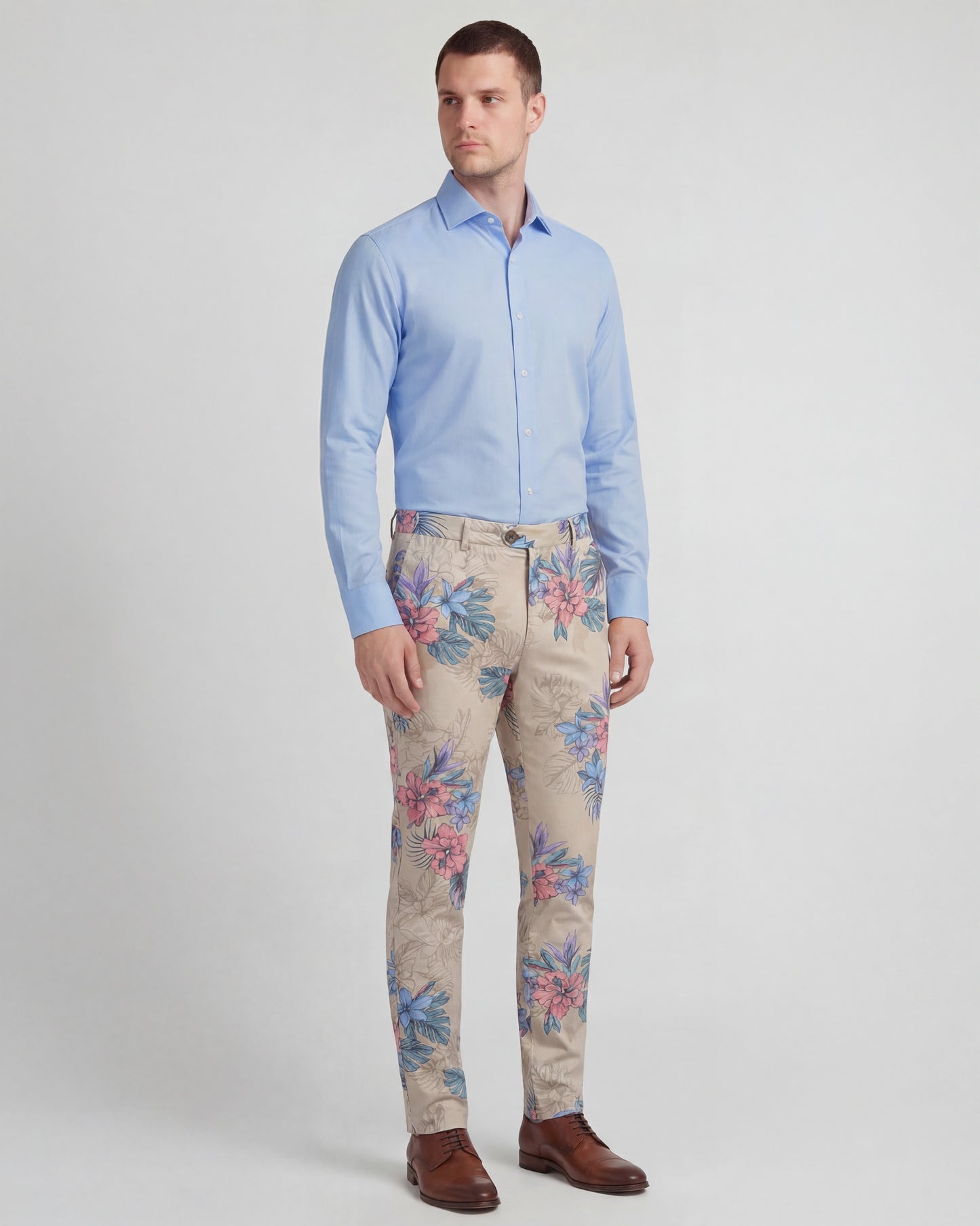 JACK EXOTIC FLORAL NEUTRAL MENS FLAT FRONT PANT