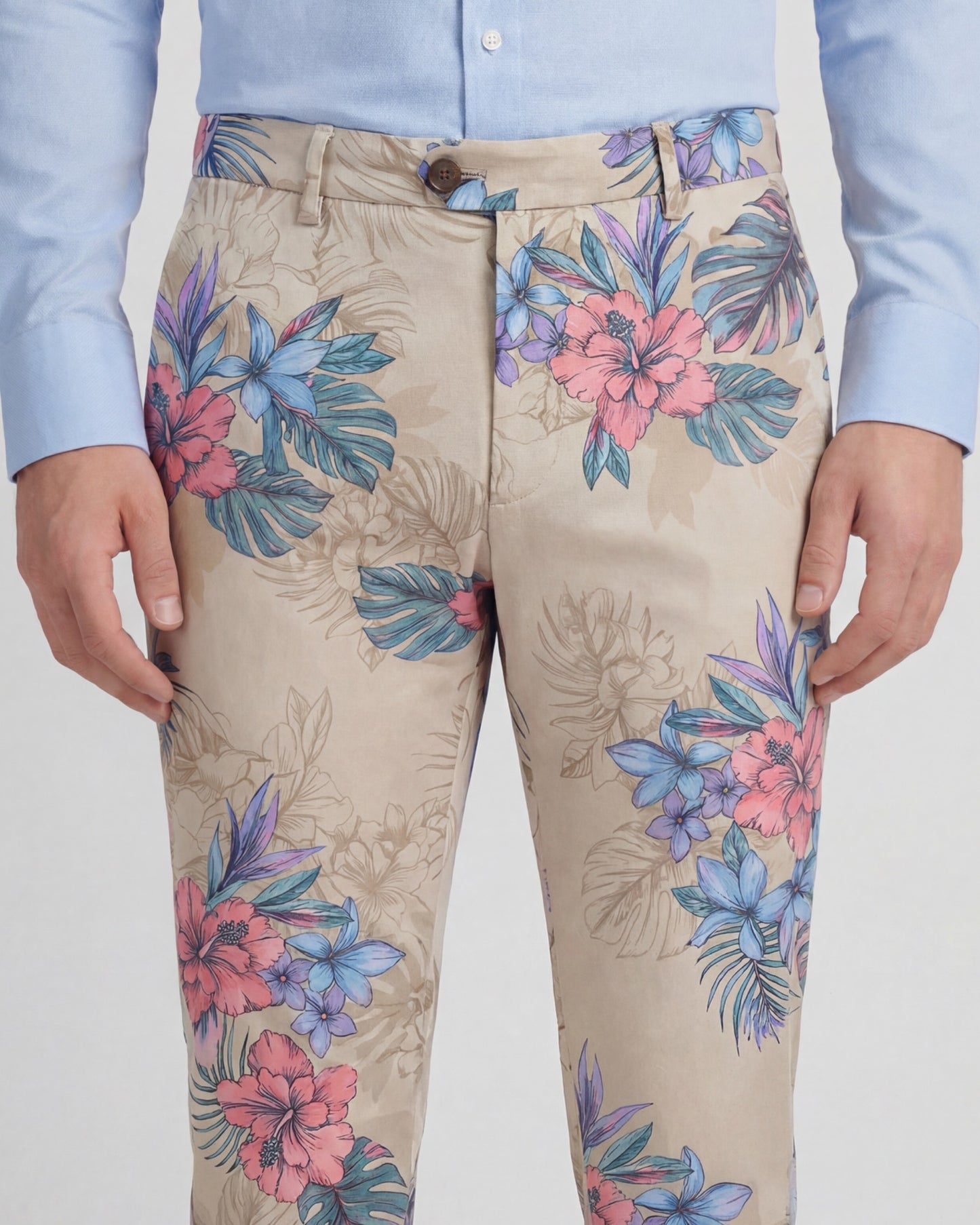JACK EXOTIC FLORAL NEUTRAL MENS FLAT FRONT PANT
