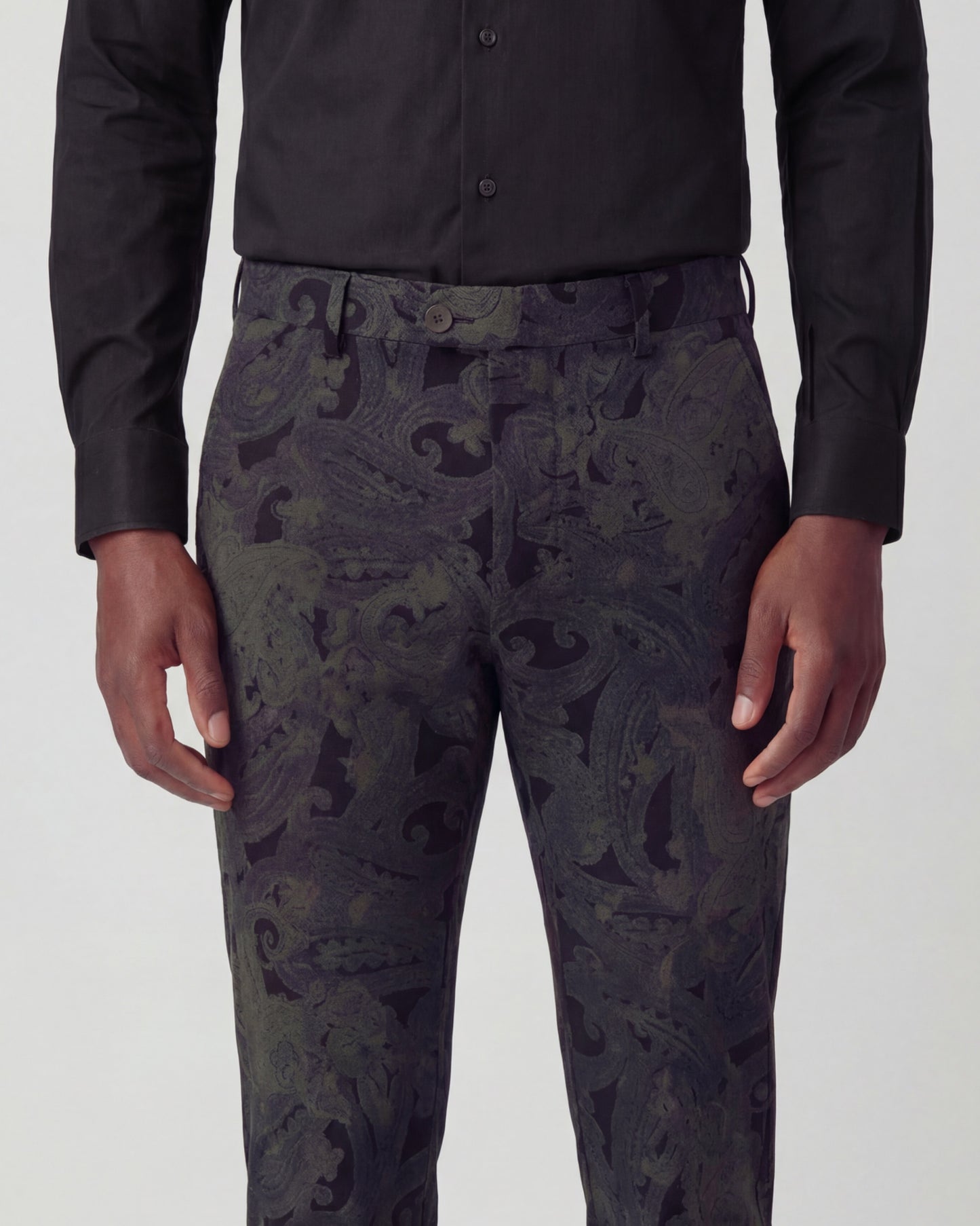 JACK PAISLEY EXPLOSION BLACK MENS FLAT FRONT PANT