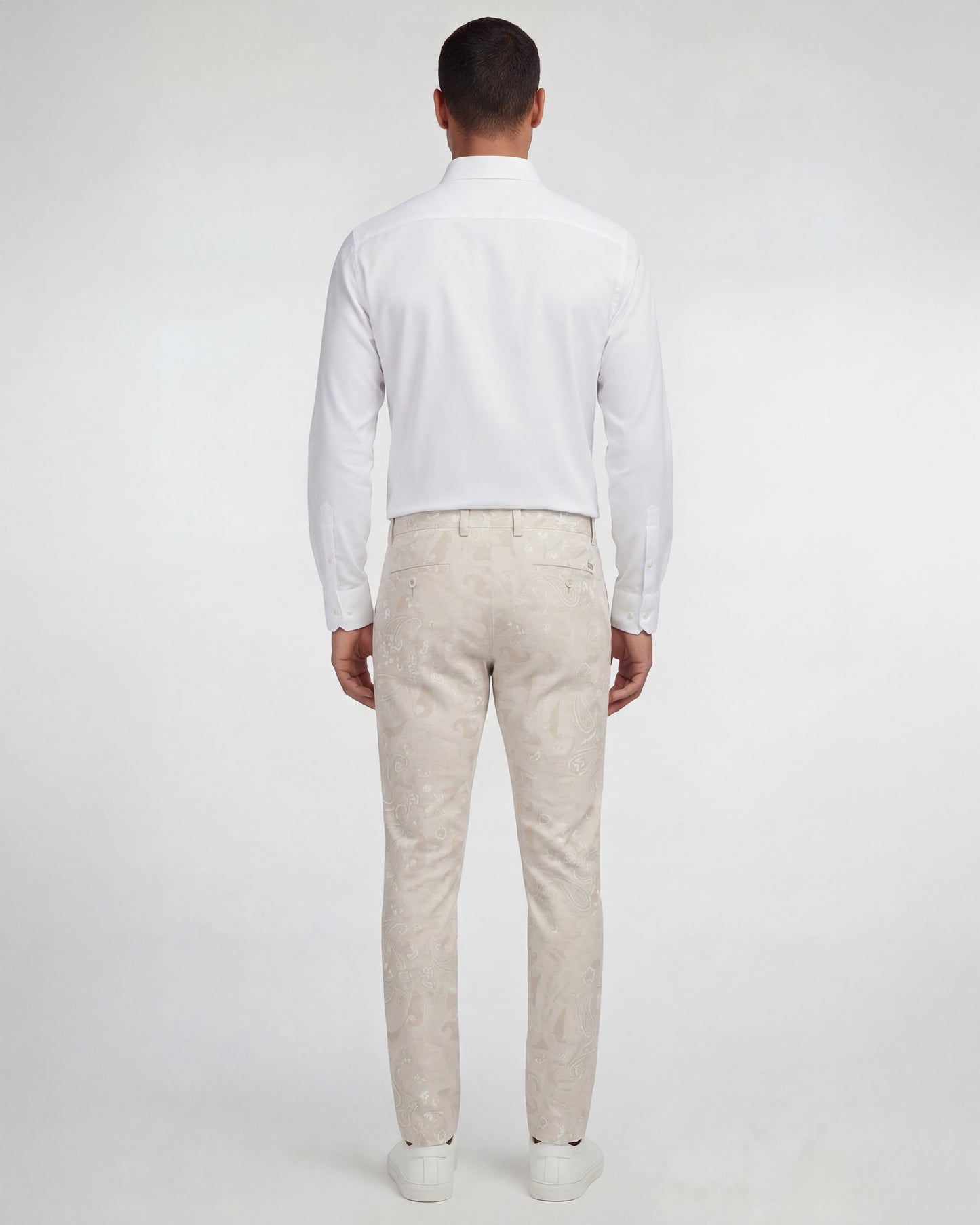 JACK PAISLEY EXPLOSION IVORY MENS FLAT FRONT PANT