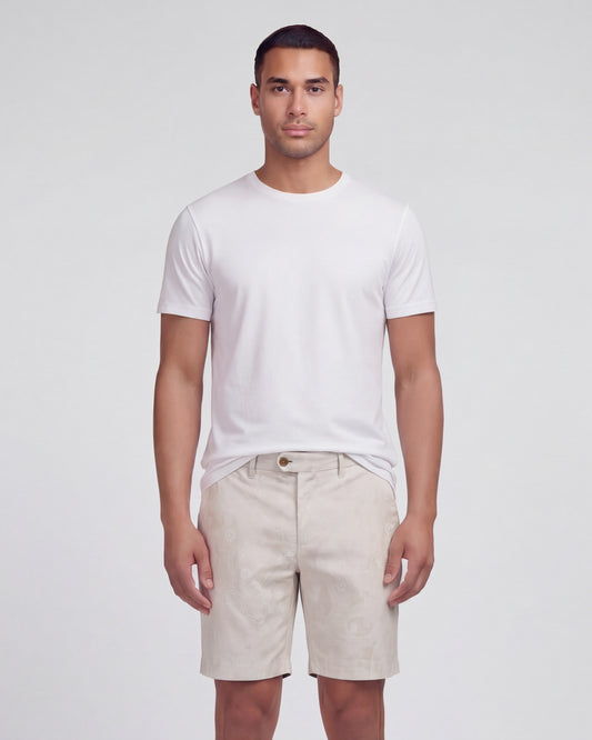 JOHN PAISLEY EXPLOSION IVORY MENS FLAT FRONT SHORT