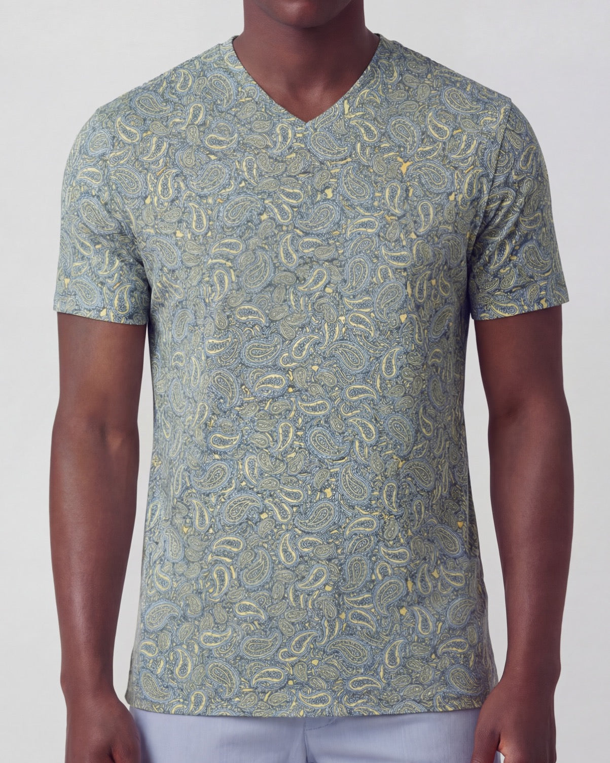 MAZE PAISLEY PILE SUNSHINE MENS VNECK TEE