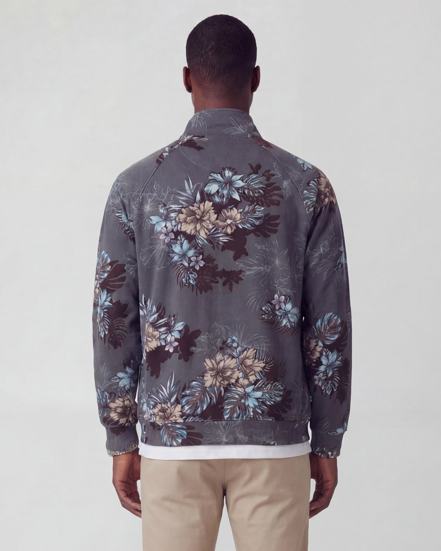 NEVILLE EXOTIC FLORAL BLACK MENS PRINTED ZIP JACKET