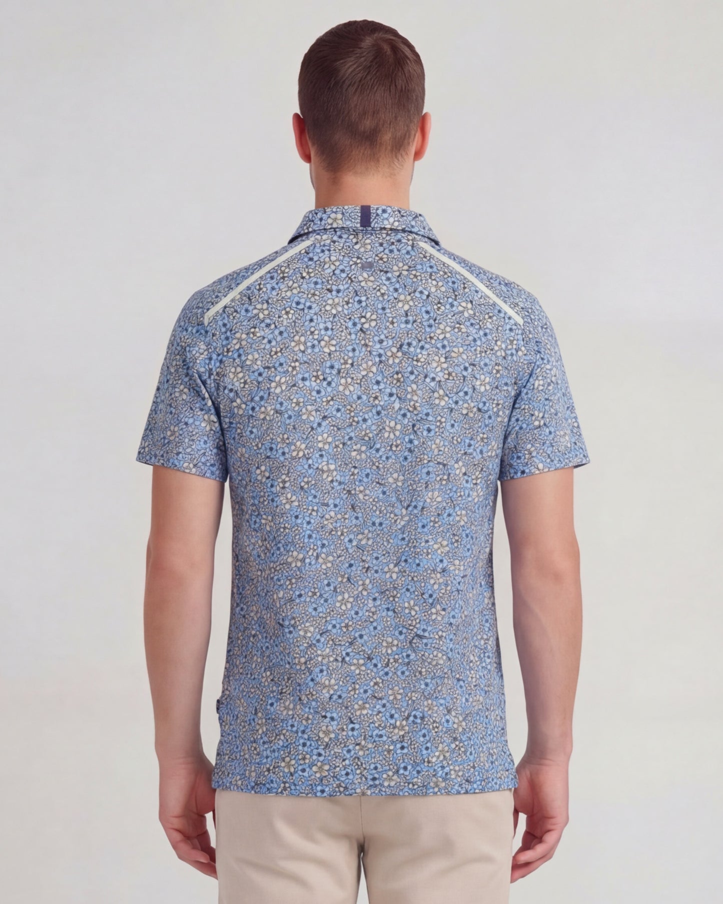 PIETRO FLORAL FIELD BLUE MENS KNIT POLO