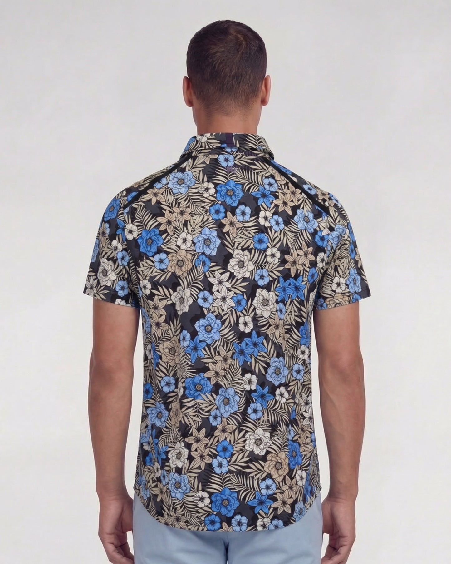 PIETRO TROPICAL MIX BLACK MENS KNIT POLO