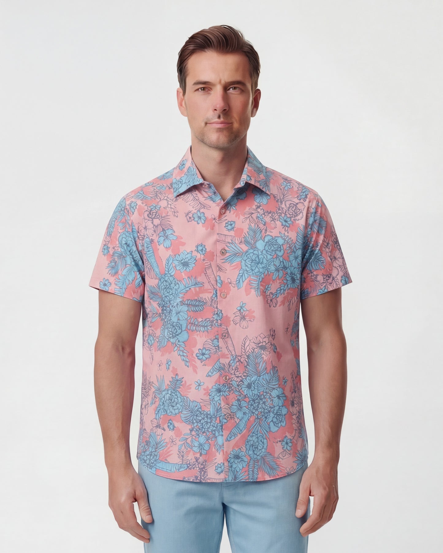 SCOTT MONO FLORAL CORAL MENS PRINTED SHIRT