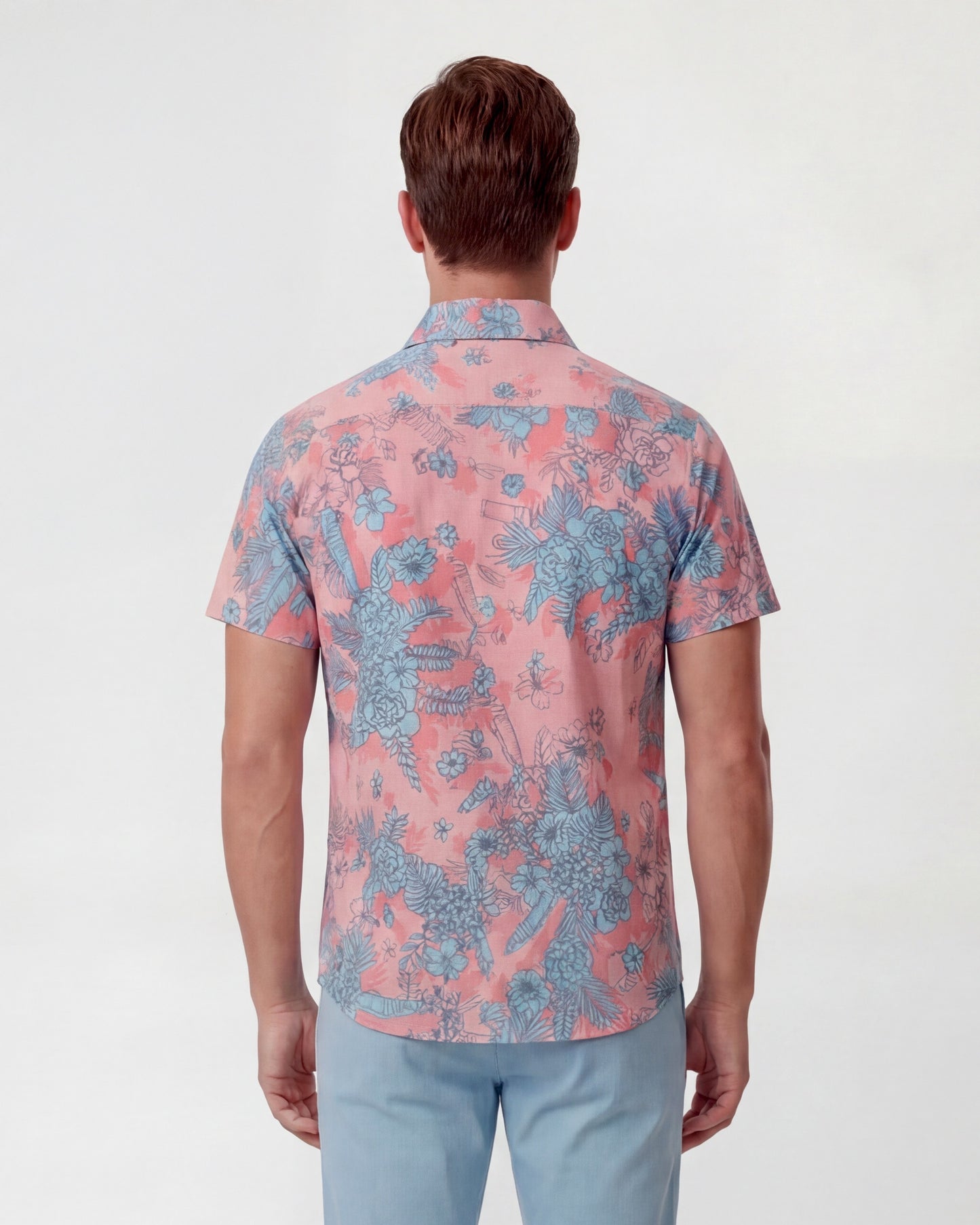 SCOTT MONO FLORAL CORAL MENS PRINTED SHIRT
