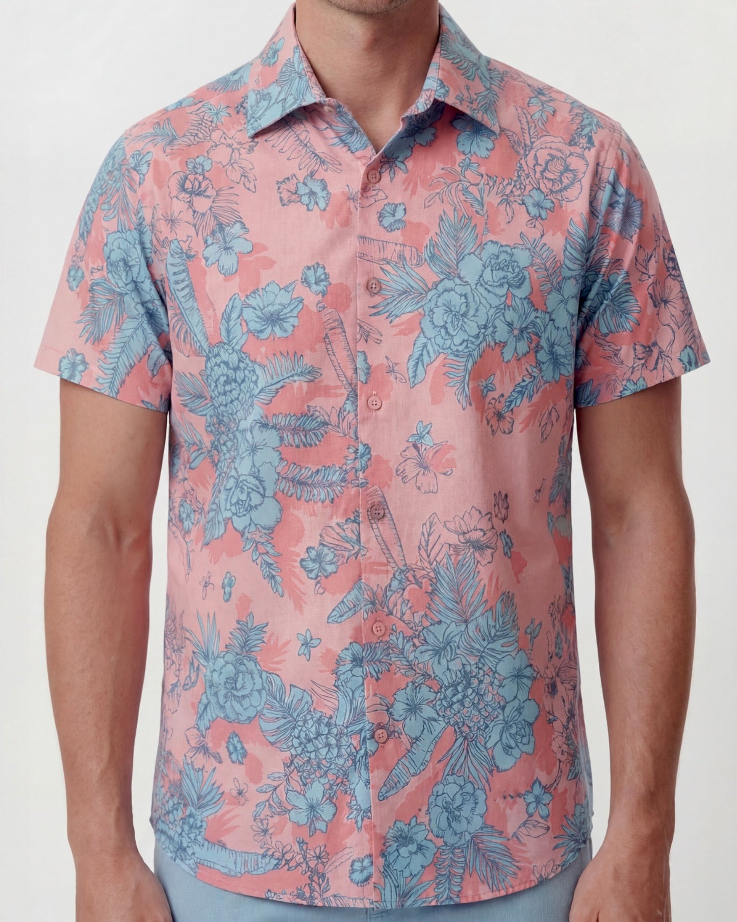 SCOTT MONO FLORAL CORAL MENS PRINTED SHIRT