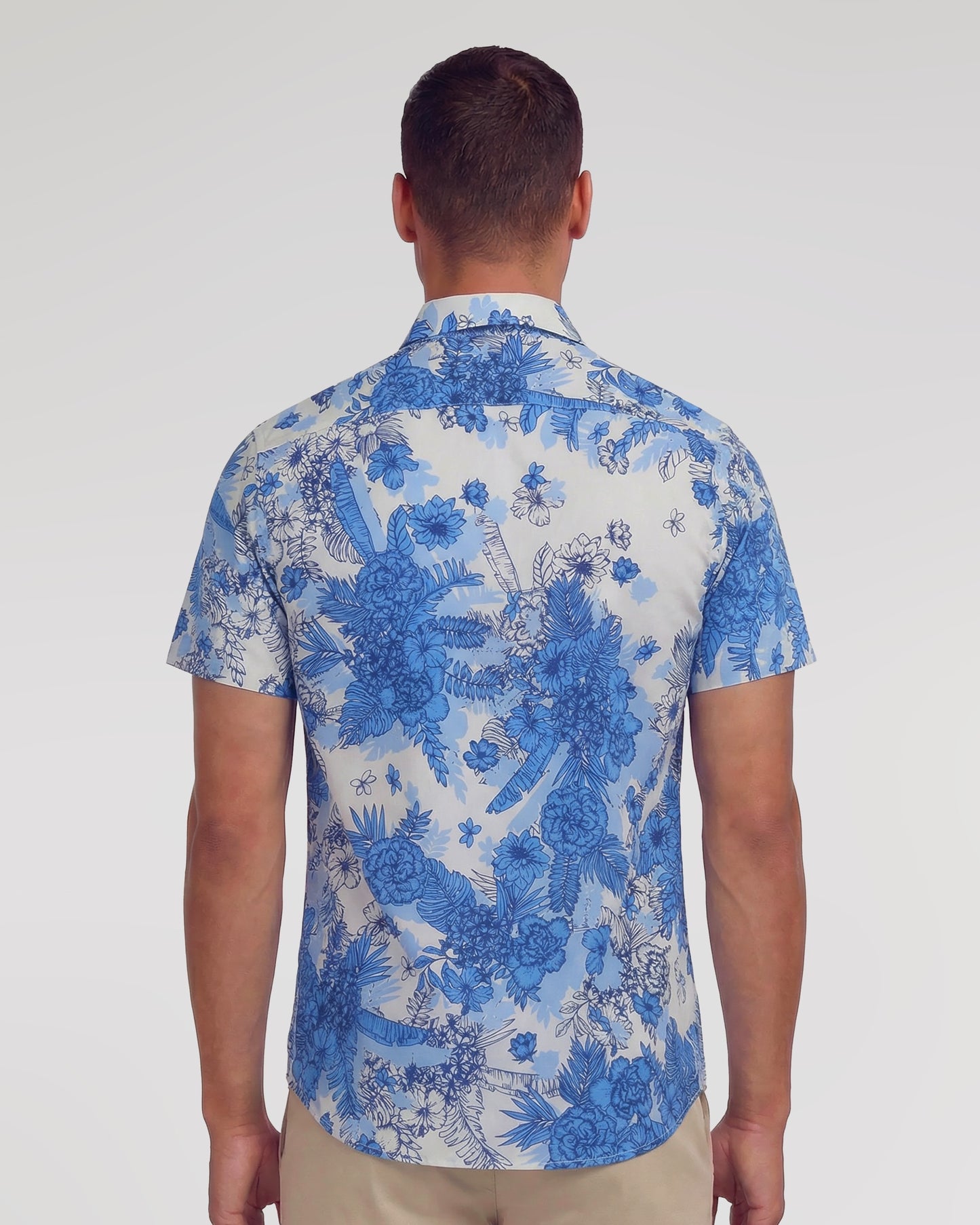 SCOTT MONO FLORAL WHITE MENS PRINTED BUTTON UP SHIRT