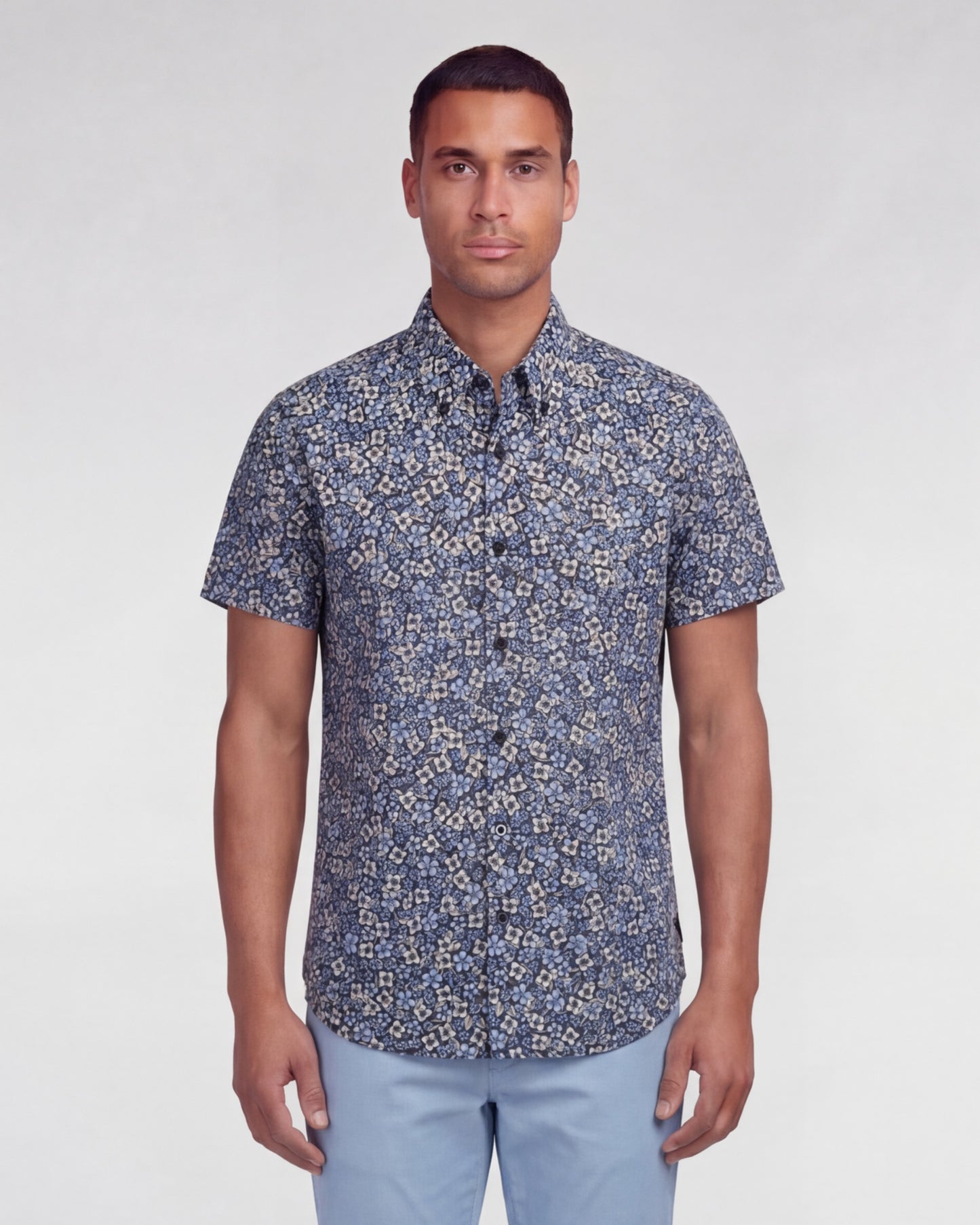 TIM FLORAL FIELD BLACK MENS PRINTED SHIRT