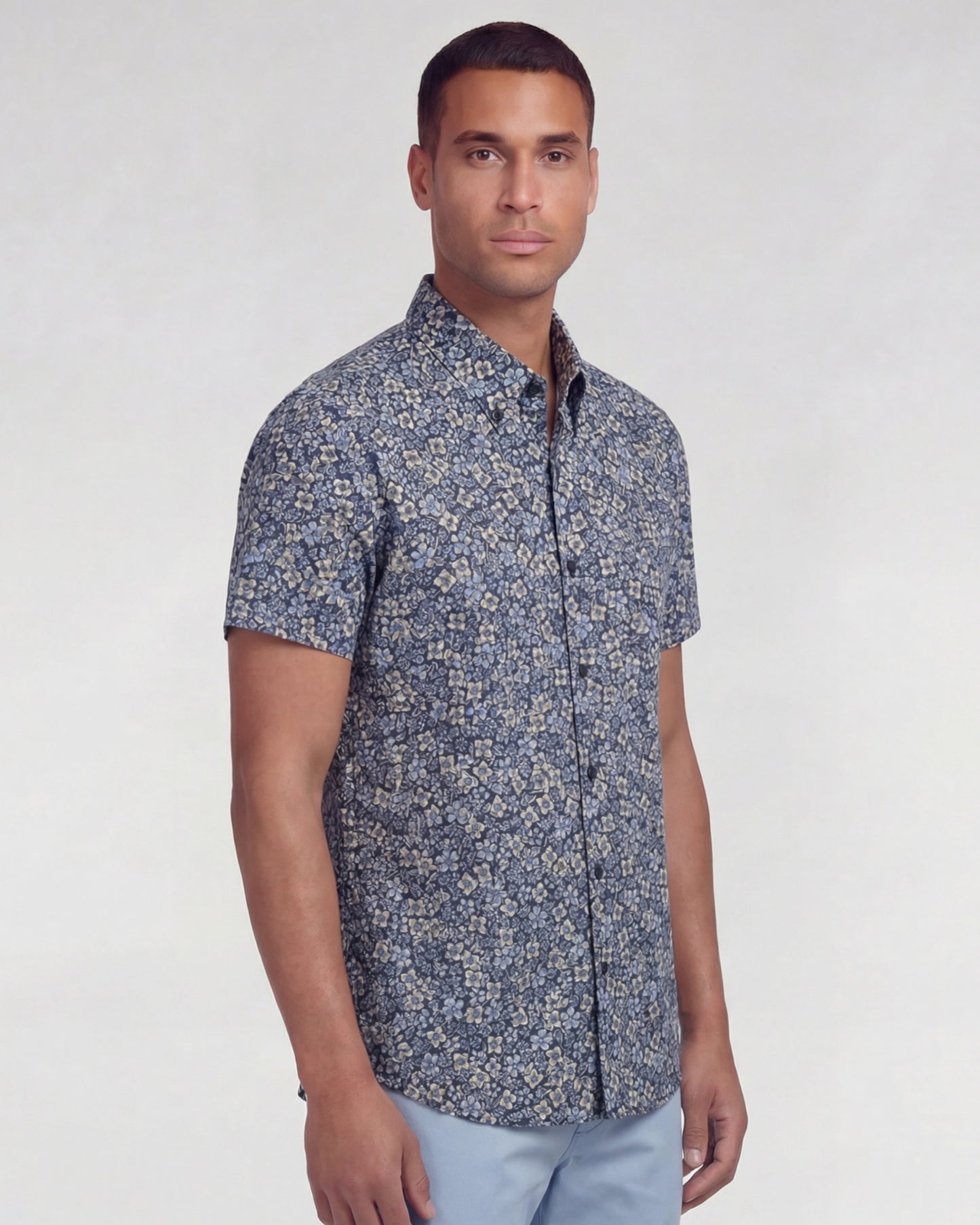 TIM FLORAL FIELD BLACK MENS PRINTED SHIRT
