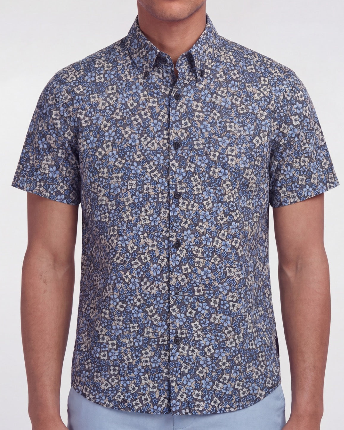 TIM FLORAL FIELD BLACK MENS PRINTED SHIRT