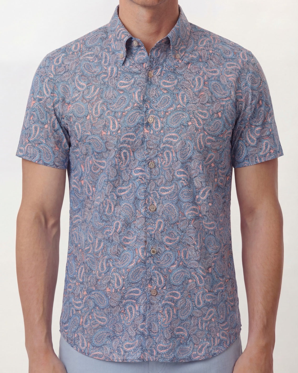 TIM PAISLEY PILE CORAL MENS PRINTED SHIRT