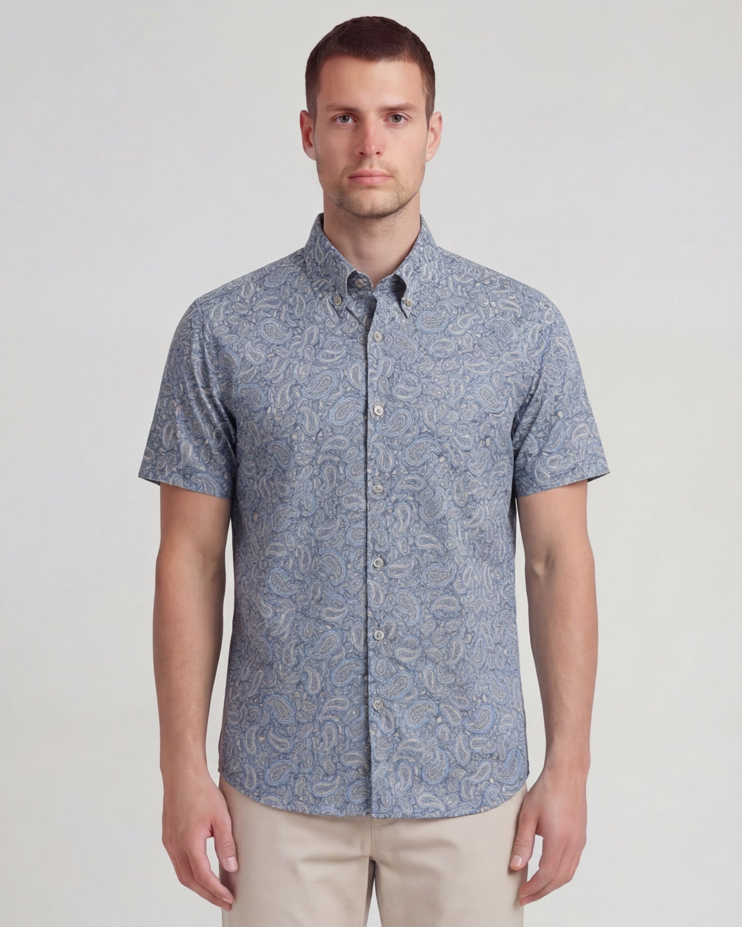 TIM PAISLEY PILE NATURAL MENS PRINTED BUTTON UP SHIRT