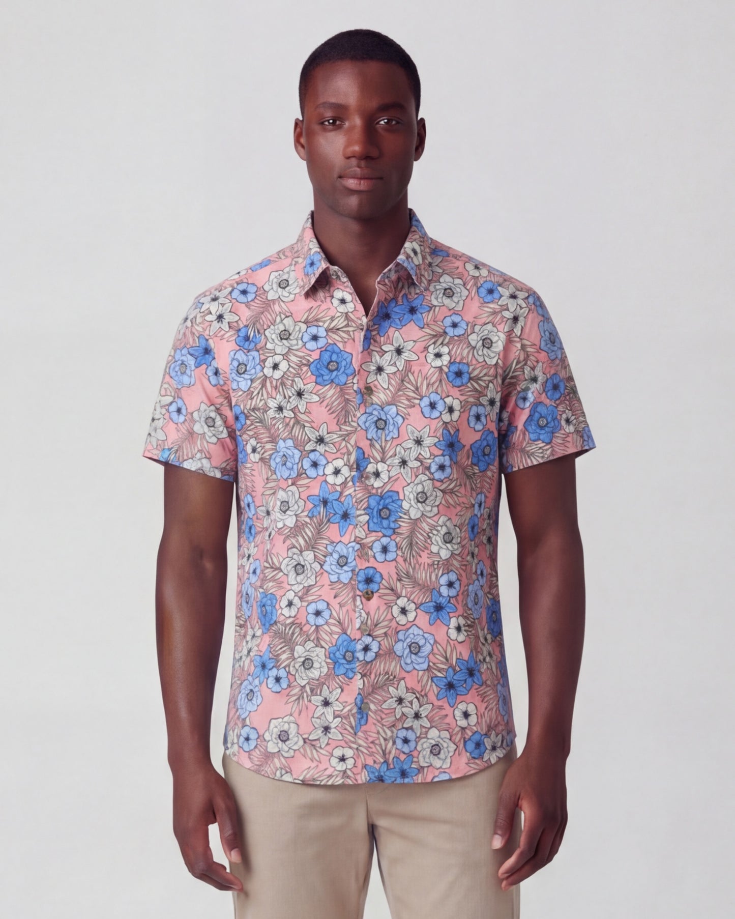 TODD TROPICAL MIX CORAL MENS KNIT SHIRT