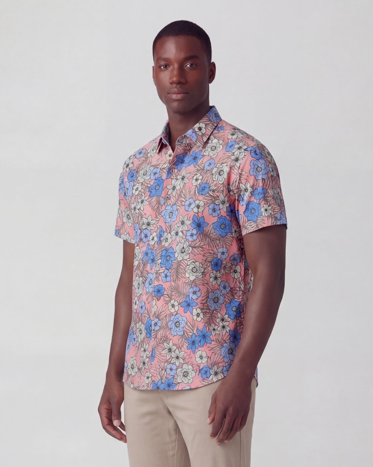 TODD TROPICAL MIX CORAL MENS KNIT SHIRT