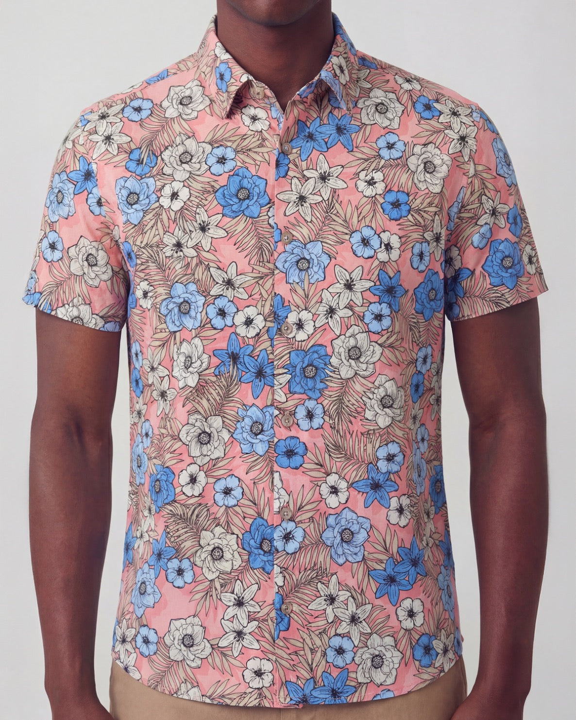 TODD TROPICAL MIX CORAL MENS KNIT SHIRT