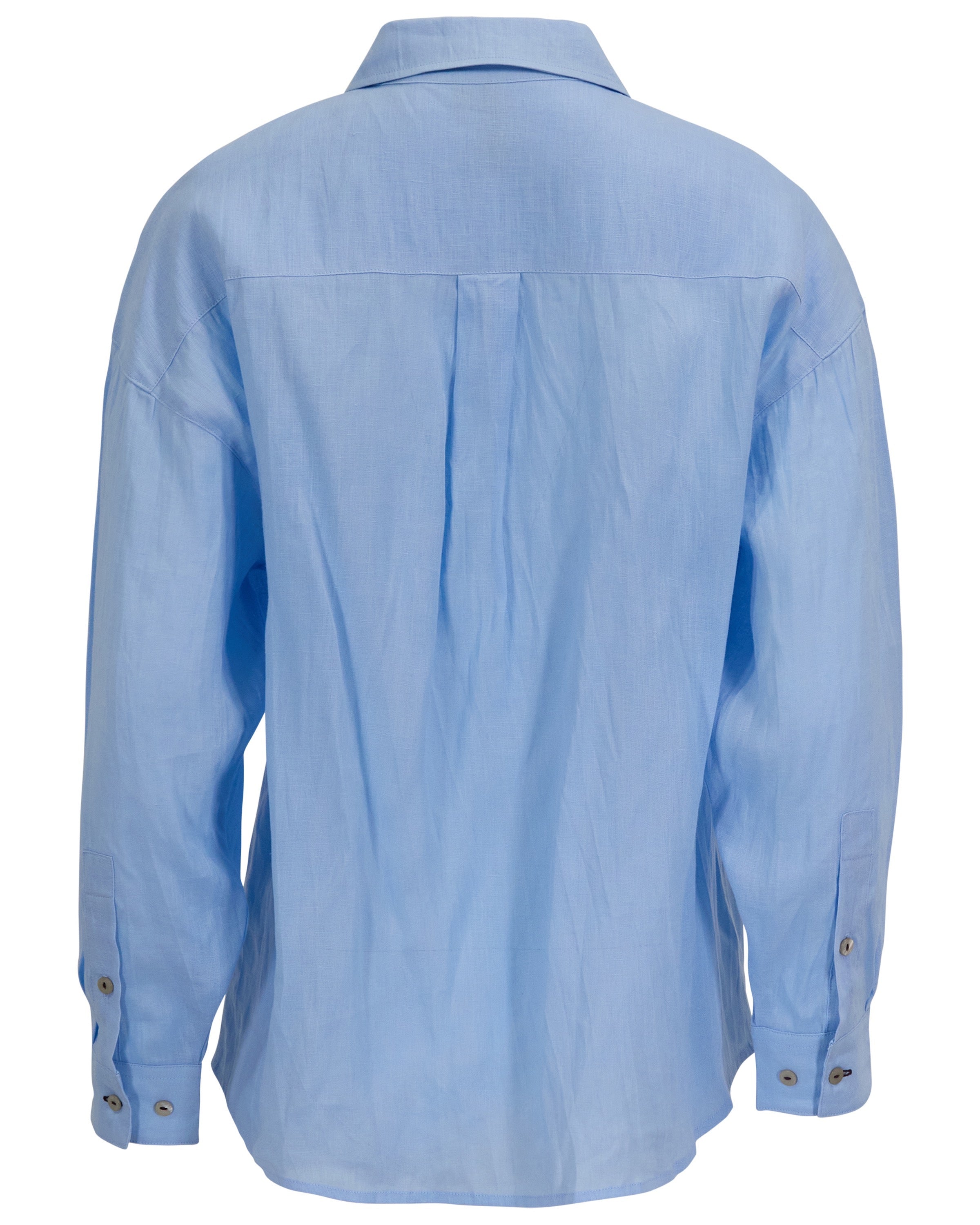 LYDIA CROCHET BLUE WOMENS RELAXED LINEN SHIRT – Lords Of Harlech