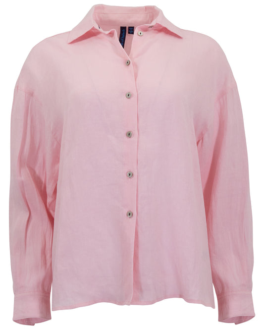 LYDIA FRESH PINK WOMENS LINEN SHIRT
