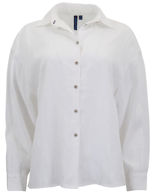 LYDIA WHITE WOMENS LINEN SHIRT