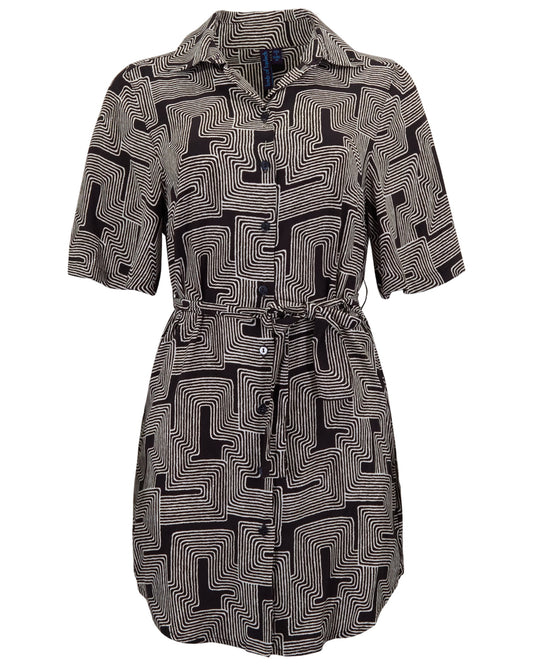 SERENA INTER TWINE BLACK WOMENS WRAP SHIRT DRESS