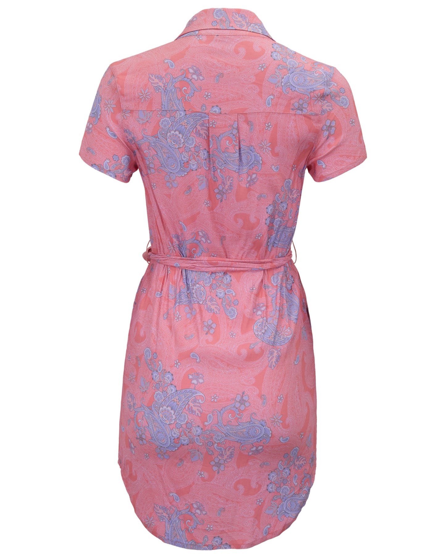 CRYSTAL PAISLEY EXPLOSION CORAL WOMENS SHIRT DRESS