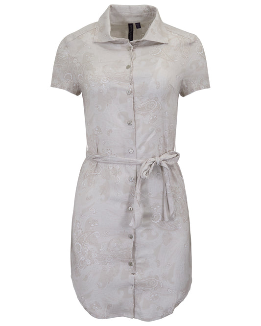 CRYSTAL PAISLEY EXPLOSION IVORY WOMENS SHIRT DRESS