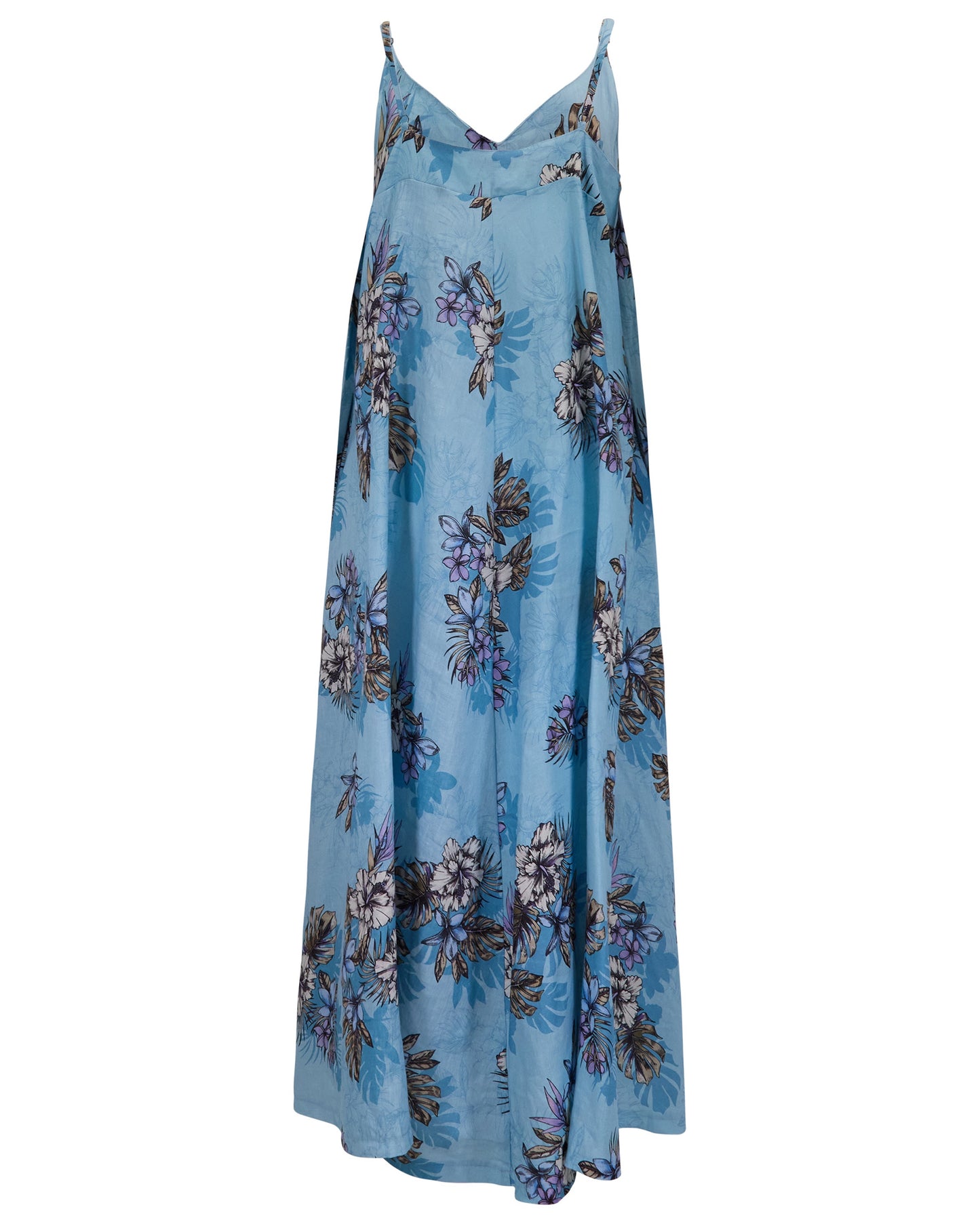 DORA EXOTIC FLORAL TEAL WOMENS LINEN OVERSIZED DRESS
